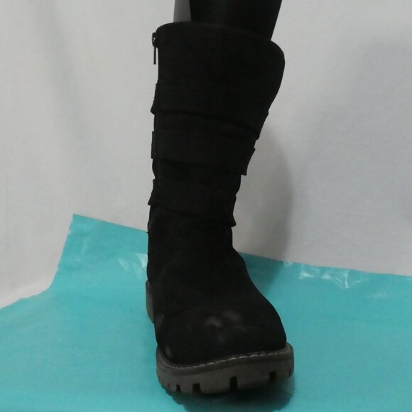 ROXY | size 9 | Stylish Black Triple Buckle Boots | Suede Texture | Zip-Up Sides - Picture 13 of 16